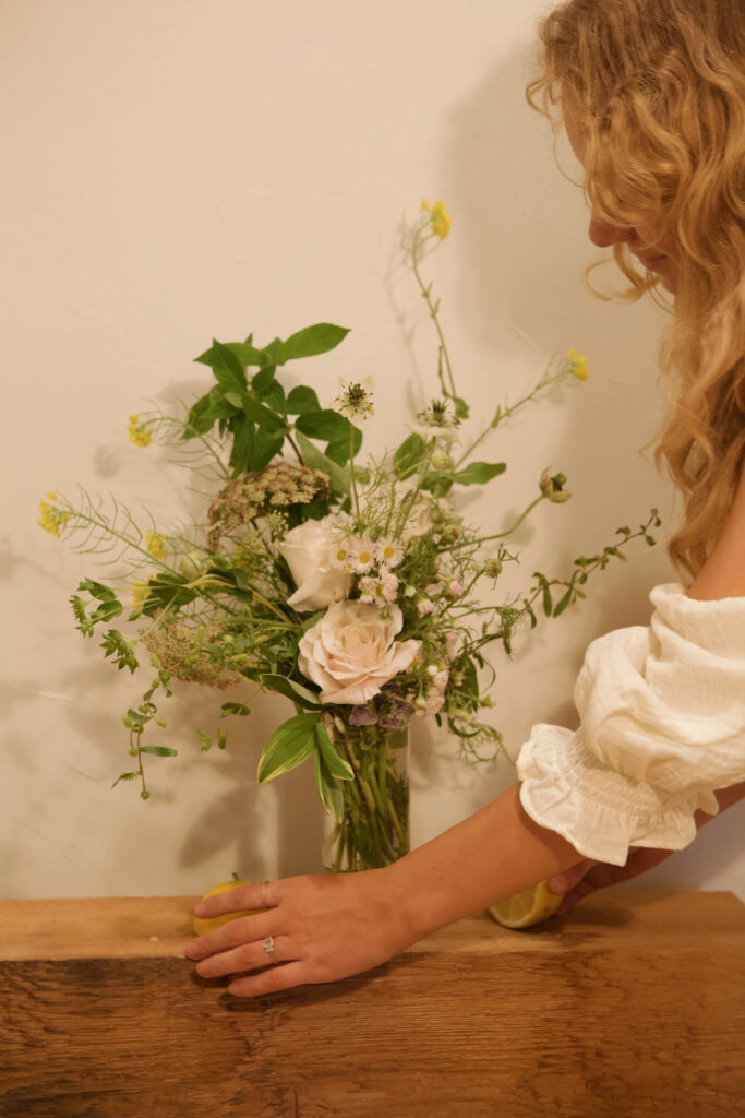 Repurposing wedding flowers: bridesmaid bouquet in a vase